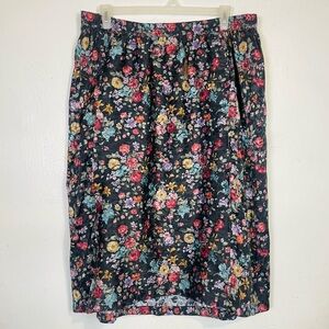 Vintage 70s 80s Handmade Plus Size 4X 5X Floral Skirt Straight Pencil Midi Lengt